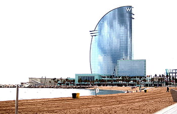 szürke, Konkrét, épület, test, víz, barcelona, barceloneta, Wella, hotel wella, szálloda, tájkép