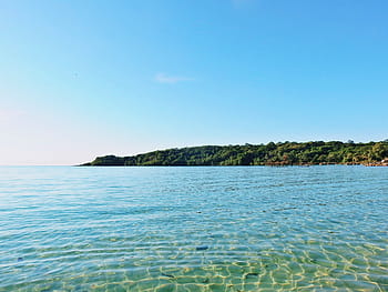 uklidnit, tělo, modrý, voda, zelená, pokryté, hora, moře, oceán, vln, Příroda