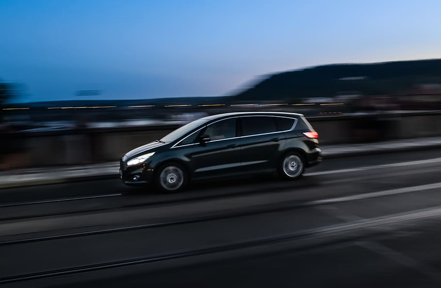 αυτοκίνητο, Νύχτα, απόγευμα, panning, σκοτάδι, φως, διάθεση, πόλη, Ταχύτητα, Αυτοκινητόδρομος, Μεταφορά
