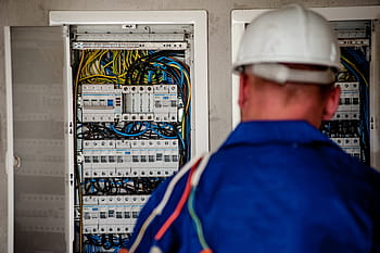 bílý, Černá, jistič, elektrikář, elektrický, elektřina, pracovník, budova, profesionální, zaměstnanec, stavitel