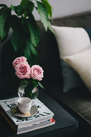 素敵な、 roseses、 本、 コーヒー、 バラ、 インテリア、 休憩、 リラックス、 必需品、 読書、 時間