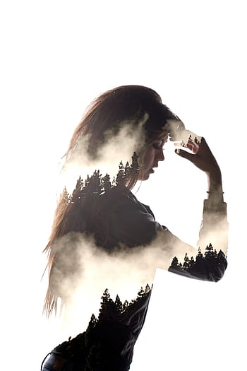 edited, woman, pine trees, portrait, creative, double exposure, female, girl, creativity, style