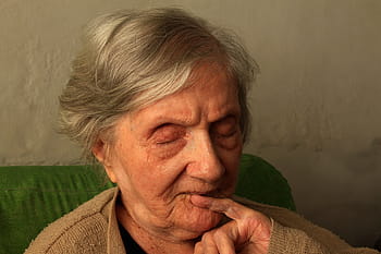 woman, sitting, green, seat, grandma, elderly woman, age, old man alone, loneliness, alzheimer, old