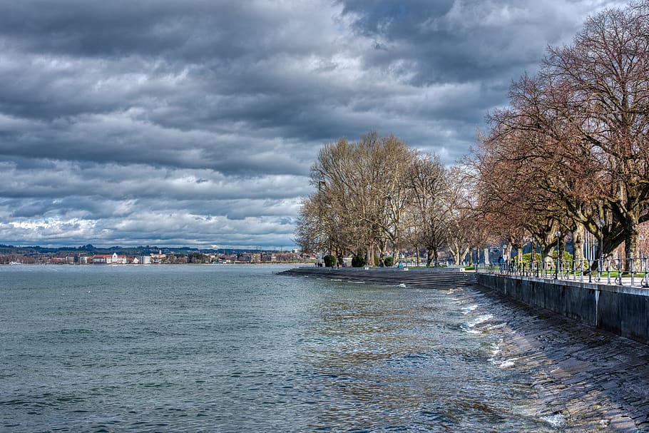 mraky, voda, nebe, jezero konstanty, bregenz, krtek