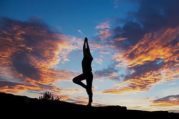 yoga, pose, meditation, avslappning, wellness, zen, livsstil, silhuett, fredlig, hälsa