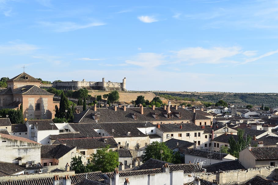 landscape, chinchón, castle, palace, ruins, baluarte, architecture, people, fortress, wall, tower