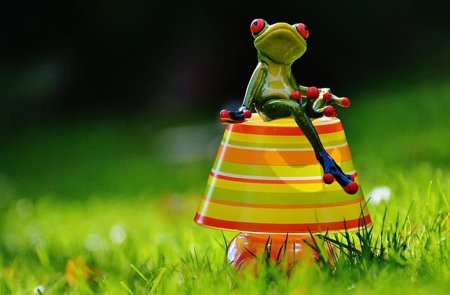 Lamp, Frog, Romantic, Stripes, summer colors, lampshade, mood, light, lighting, atmosphere, meadow
