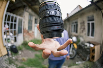 obiettivo della fotocamera nero, nero, telecamera, lente, persona, mano, giorno, persone, uomo, Casa, dslr