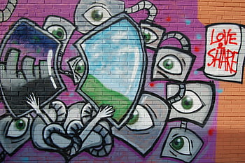 zeď, umění, nástěnná malba, malování, graffiti