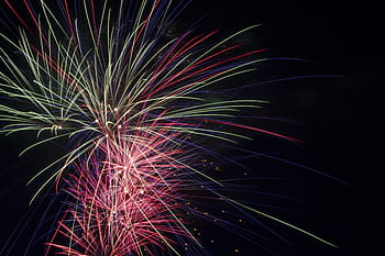 yellow, red, fireworks display, Fireworks, Fourth, Canada Day, july, independence, day, canada, canadian
