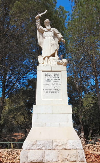 statue, sculpture, inscription, elijah, prophet, symbol, monastery, haifa, israel, monument, famous Place