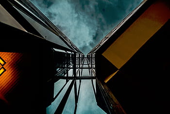worm, eye view, high, rise building, building, structure, architecture, design, sky, built Structure, steel