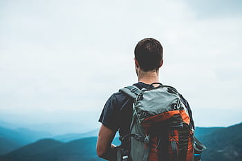 man, backpack, top, mountain, hiker, backpacker, backpacking, travelling, walking, hiking, men