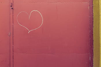 red metal gate, steel, wall, door, pink, heart, heart shape, love, red, day, close-up