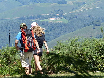 hikers, hiking, nature, path, trail, mountain, holiday, promenade, basque country, france