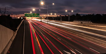 road, cars, long exposure, highway, transport, travel, driving, night, lights, street