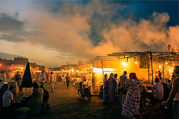 piaţă, bazar, oameni, mulţimea, noapte, seară, lumini