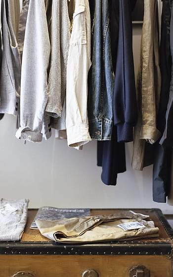 assorted-color shirt lot, closet, clothes, wardrobe, clothing, fashion, shirts, pants, hanger, apparel, hanging