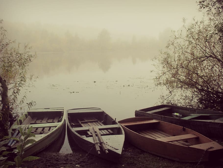 acqua, lago, marina, natura, barca, autunno, trasporto d'acqua, superficie liscia, Russia, la tranquillità, Barche