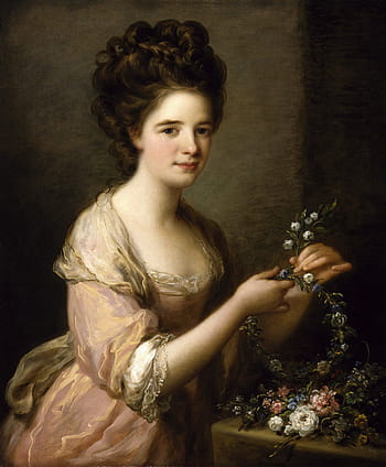 femme, en portant, peinture de guirlande, Angelica Kauffmann, art, La peinture, huile sur toile, artistique, talent artistique, portrait, femelle
