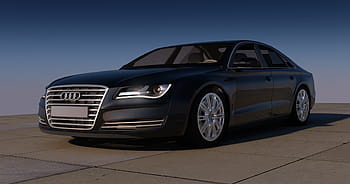 hitam, sedan audi, jalan, siang hari, audi, a8, mobil sport, mobil, kontur, logam, pantulan matahari