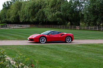フェラーリ488、 フェラーリ488 gtb、 スーパーカー、 v8、 フェラーリ、 自動車の、 速度、 赤い車、 赤いスーパーカー、 庭園