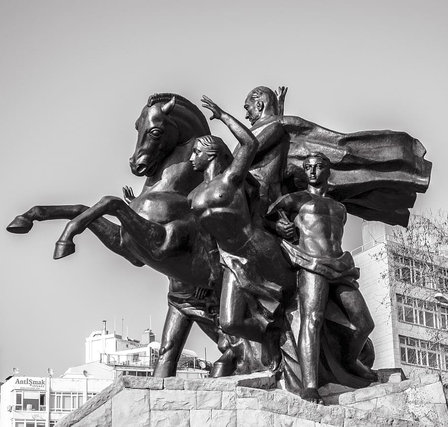 scultura, Atatürk, Antalya, sopra, statua, posto famoso, monumento