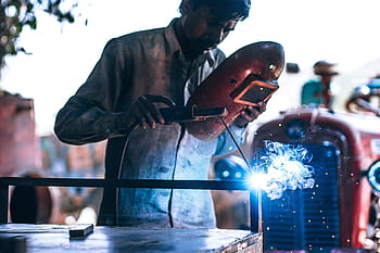 man, welding, holding, red, welding mask, people, arc, construction, cut, cutting, dark