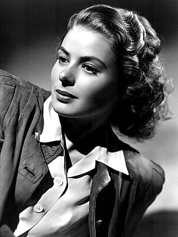 grayscale photo, woman, ingrid bergman, star, movie, actress, person, black and white, monochrome, famous, celebrity