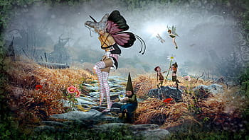 trpaslíci, víla, digitální, tapeta na zeď, fantazie, pohádky, Elf, skládání, Příroda, krajina, magický