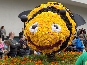 včela, průvod, přehlídka plave, papírová hmota, žlutá, legrační, roztomilý, karneval