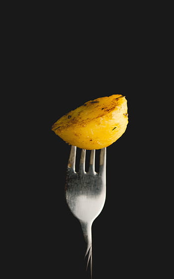 Patata, forchetta, fritte, patatine fritte, grigliato, minimalista, semplicistico, cibo, giallo, freschezza, cibo e bevande