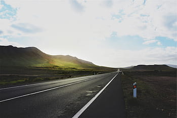 asphalt road, towards, mountain, white, black, street, road, highway, pavement, mountains, hills