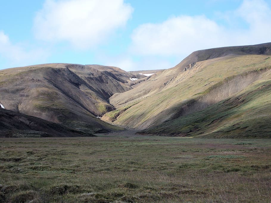 Iceland, Highlands, Landscape, Mountains, snow, unaffected, nature, green, independent Mongolia, scenics, central Asia