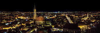 nagy emelkedés, épületek, éjszaka, panoráma, utazás, panorámakép, város, építészet, épület, látnivalók, fény