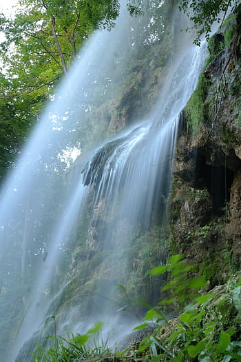 vodopády, zelená, rostlina, skalní hory, vodopád, vodopád urach, dlouhé expozice, vodní závoj, voda, swabian alb, urach