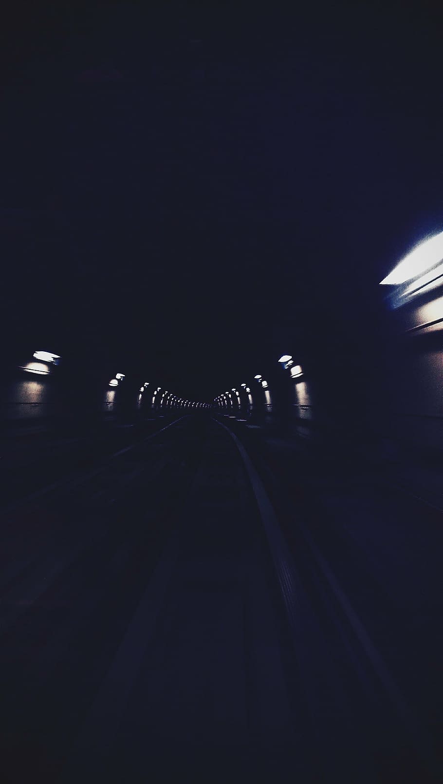 tunnel, lights, dark, way, corridor, perspective, road, long, transportation, architecture