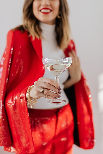 oslava, žena, dospělý, oblek, Červené, Na zdraví, tričko, šťastný, blond, dívka šéf, girlboss