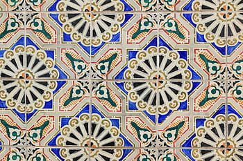 ceramica, Portogallo, piastrelle, parete, copertura, regolare, modello, architettura, decorazione, mosaico, ornato