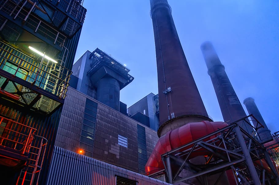 industry, chimney, power plant, factory, pollution, environment, smog, steam, industrial plant, exhaust gases, air pollution