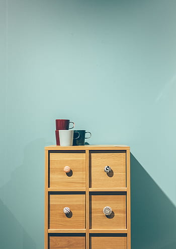 minimo, mobilia, cassetti, tazza, interno, design, pastello
