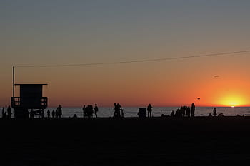 silhouette beach sunset, Silhouette, Beach, Sunset, travel, back Lit, dusk, sky, nature, sunrise - Dawn, people