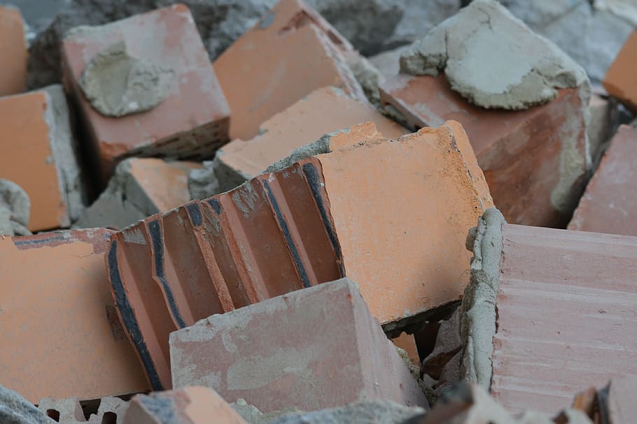 mattoni, pietre, costruzioni, demolizione, costruire, settore delle costruzioni