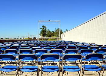 Chairs, Folding Chair, Metal, chair, plastic, in the, blue, lecture, concert, leisure, summer