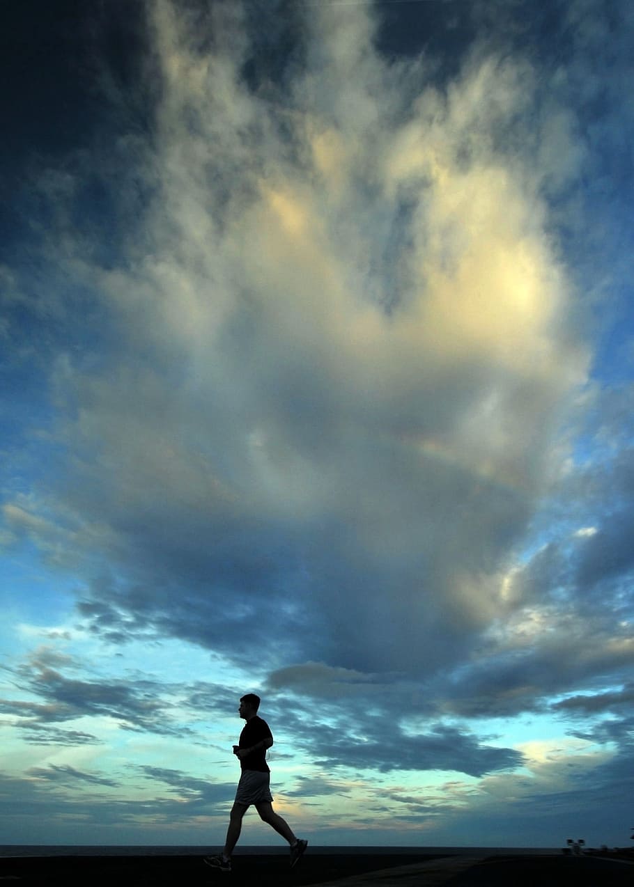 silhouette, running, man, dawn, runner, long distance, fitness, cross country, athlete, endurance, fit