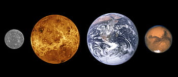rtuť, Venuše, Země, Mars, fotografie, vnitřní planety, veřejná doména, Sluneční Soustava, prostor, měsíc, noc
