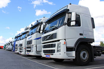 white, truck, parked, gray, concrete, syrface, vehicle, transportation, freight, transport, white van