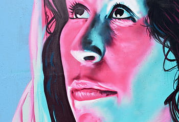 umění pop portrét, žena, zeď, umění, nástěnná malba, malování, graffiti, tvář, ženy, lidská tvář, lidé