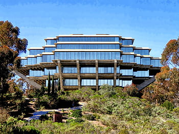 Geisel Library, San Diego, California, san diego, california, scenic, building, architecture, trees, plants, nature, outside