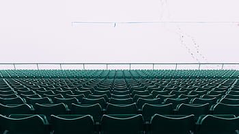 green chair lot, stadium, bleacher, chairs, empty, rows, public, perspective, green, seats, in a row